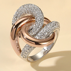 925 Sterling Silver Irregular Curve Cross Zircon Ring