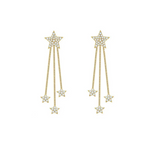 Sterling Silver 925 Moissanite Star Tassel Drop Earrings