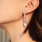 925 Sterling Silver Freshwater Pearl Geometric Drop Earrings