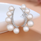 Natural Pearl Clear Cubic Zirconium Stud Earrings