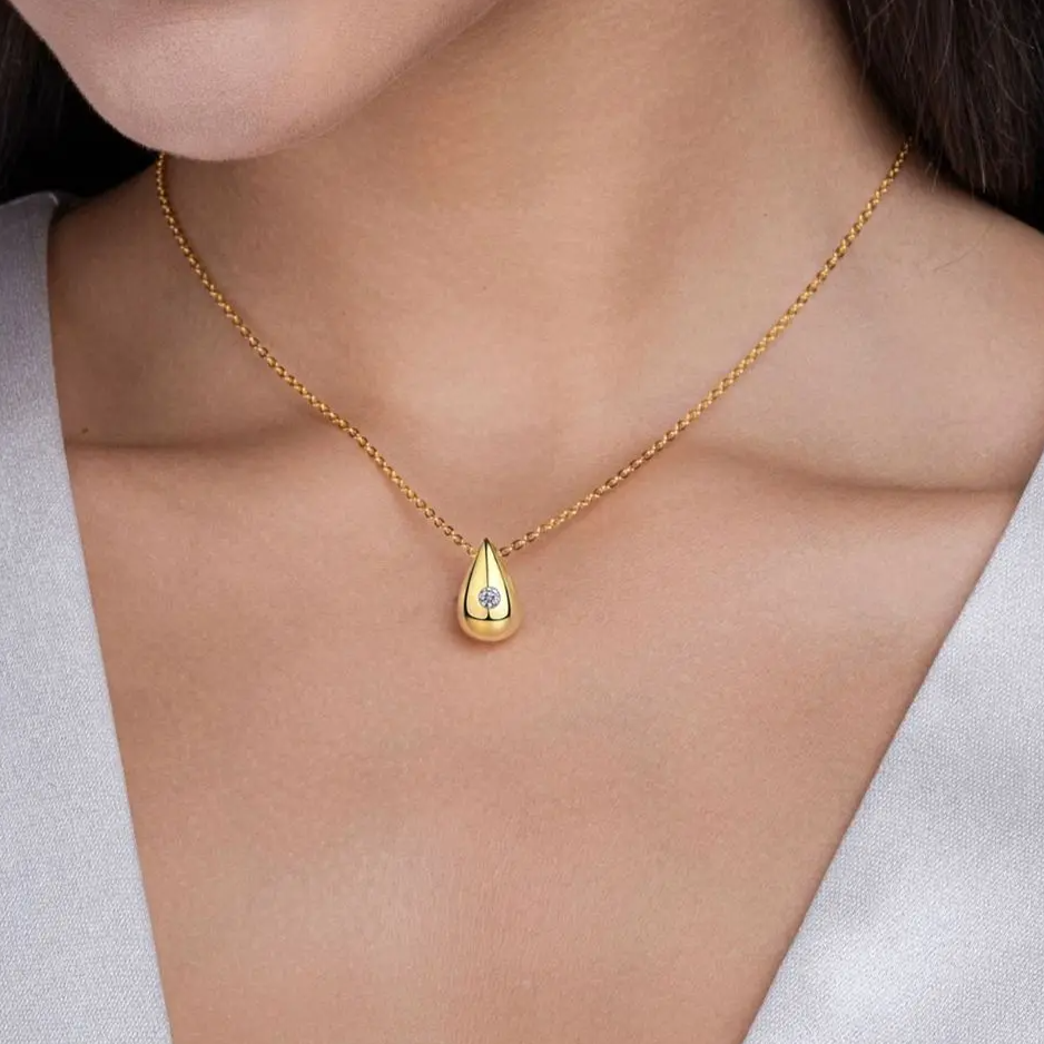 Moissanite Water Drop Shape Pendant Necklace