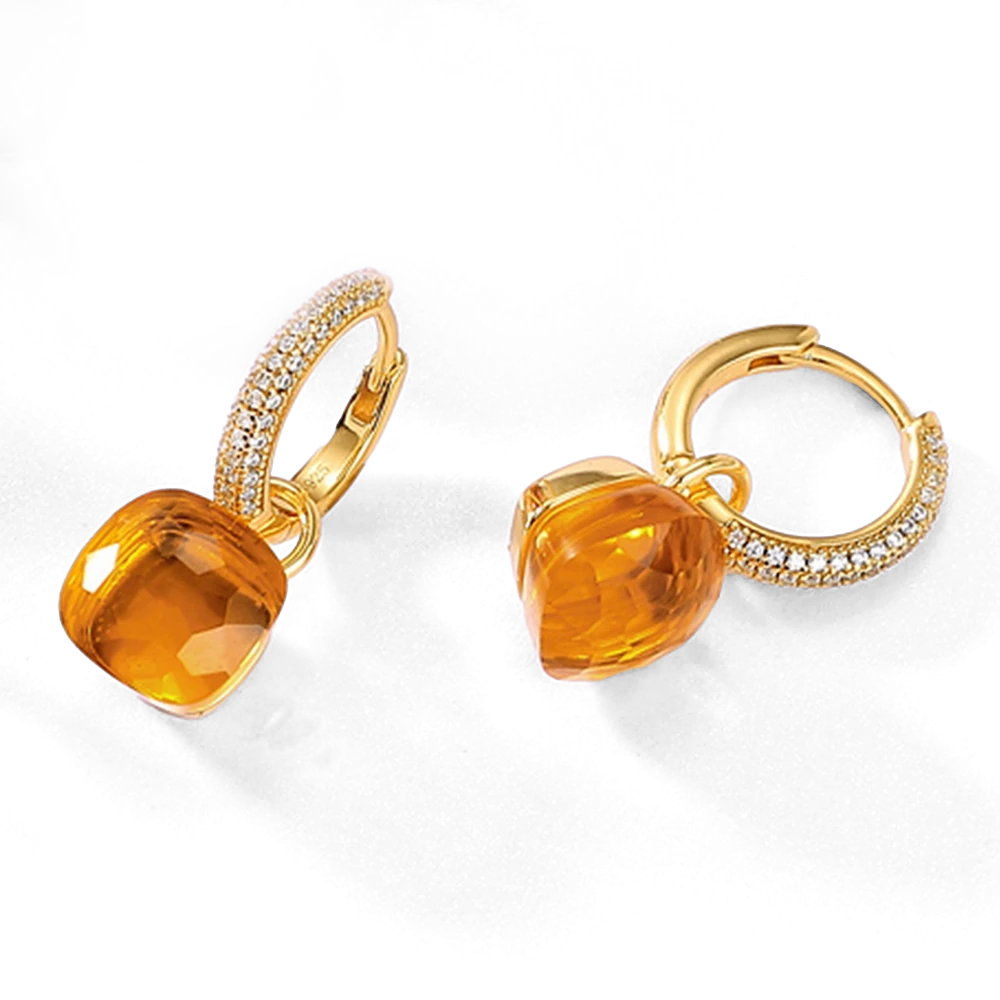 925 Sterling Silver Amethyst Drop Dangle Earrings 9MM