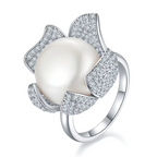 925 Sterling Silver Pearl Zircon Ring