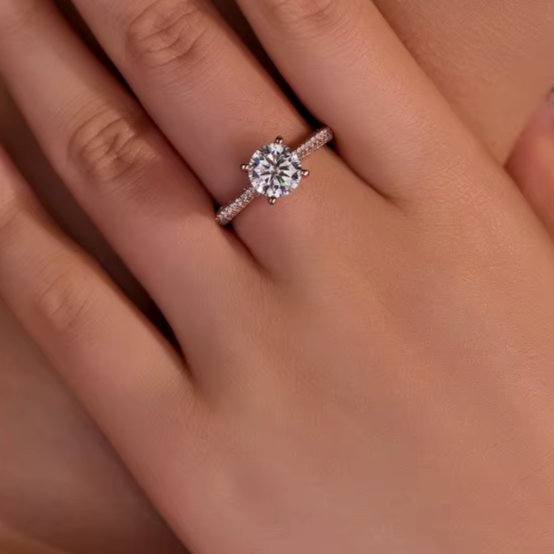 925 Sterling Silver 18k plated Gold Moissanite Ring