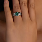 925 Sterling Silver Green Moissanite Ring