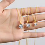 14K Gold Moissanite Pendant Necklace for Women