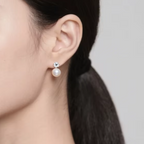 925 Sterling Silver CZ Stone Pearl Stud Earrings