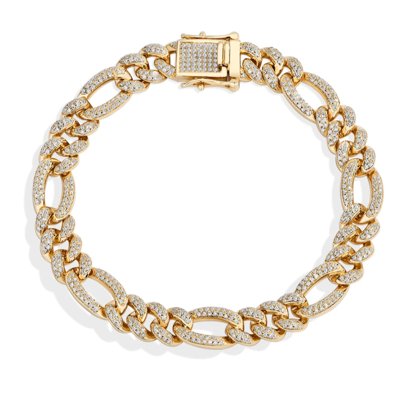 925 Sterling Silver Full Moissanite Cuba Chain Bracelet