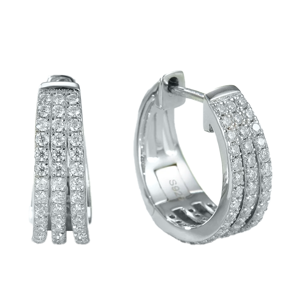 925 Sterling Silver Moissanite Diamonds Gems Women Hoop Earrings