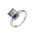 925 Sterling Silver Emerald Cut Moissanite Ring