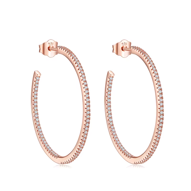 925 Sterling Silver Retro Round Hoop Corner Earrings