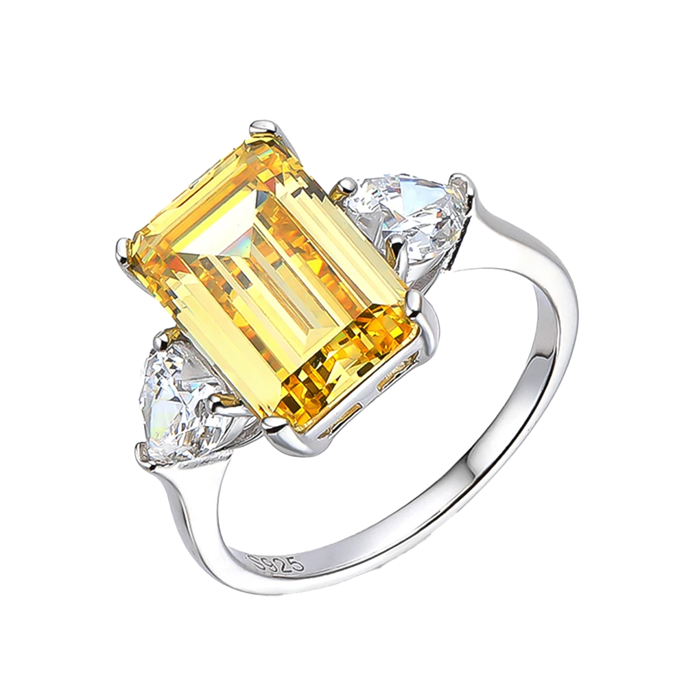 925 Sterling Silver Carbon Diamond Sparkling Zircon Wedding Rings