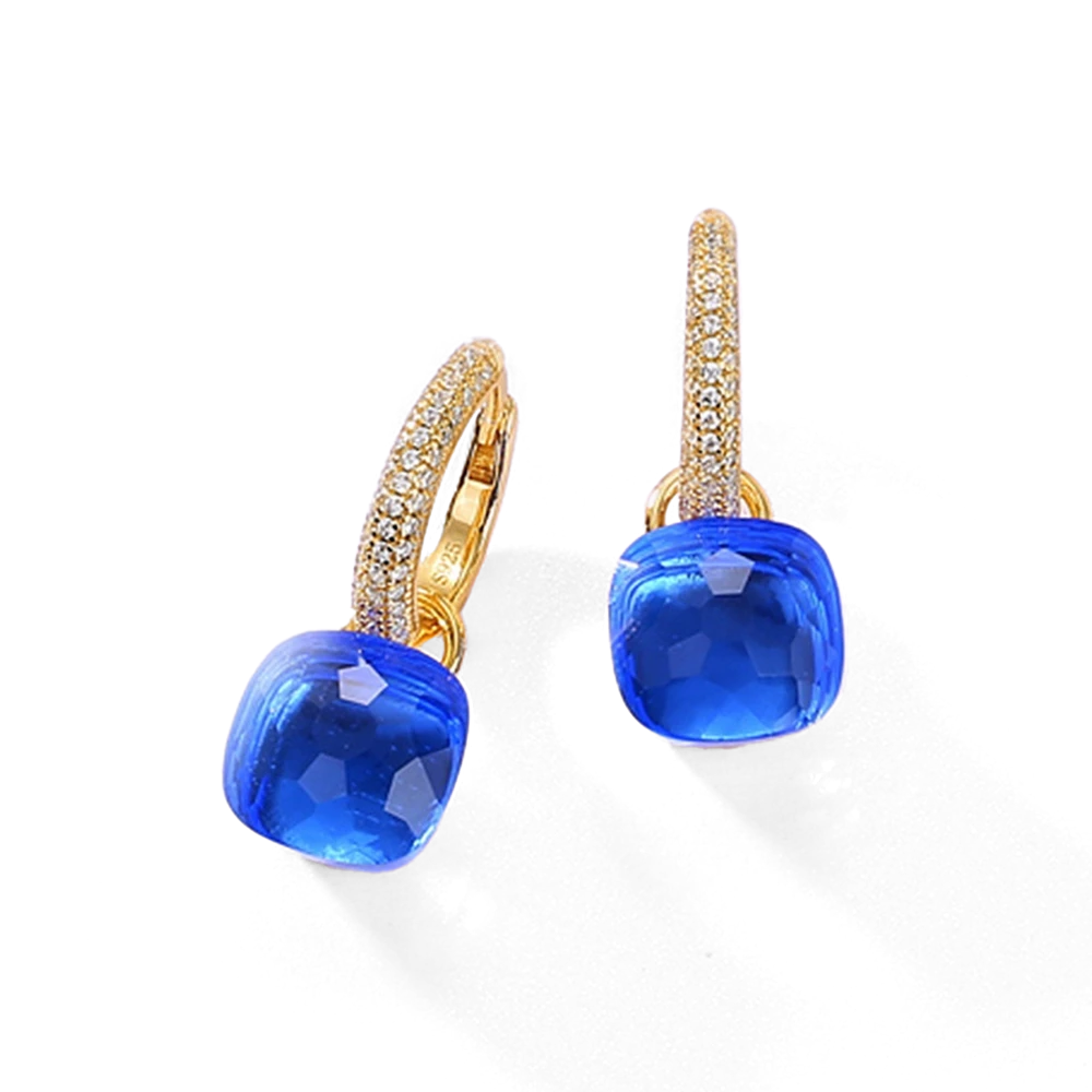 925 Sterling Silver Amethyst Drop Dangle Earrings 9MM