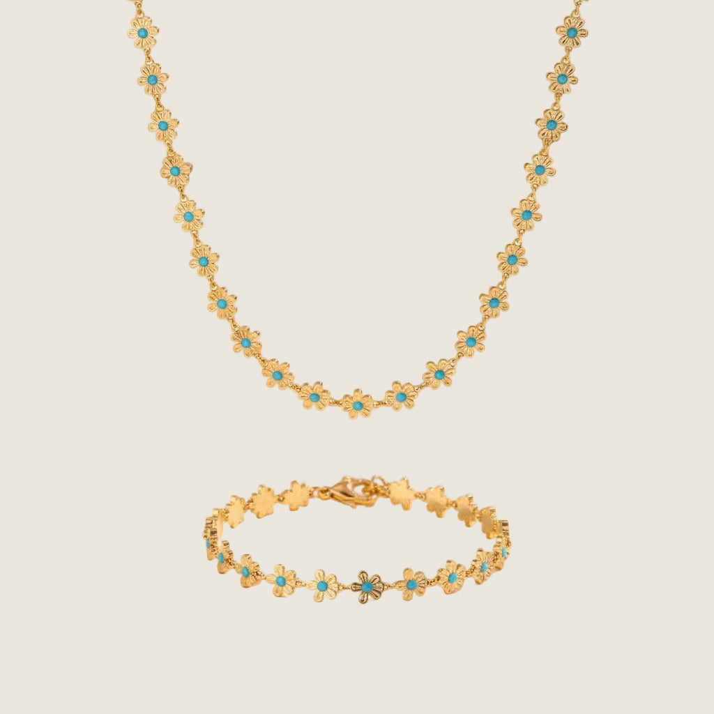 lutche-minimalist-necklace-bracelet-blue-flower-set