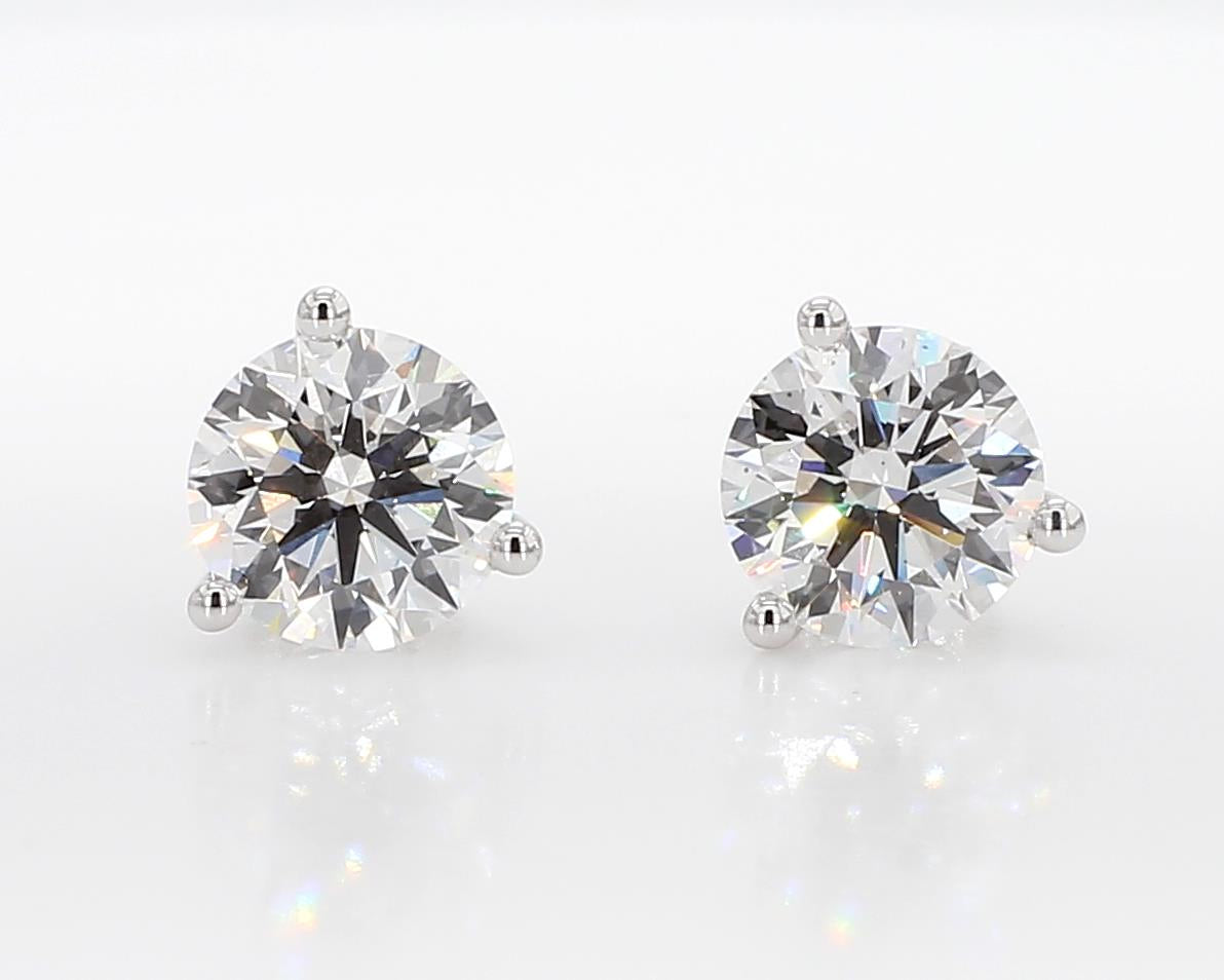 3.00 cttw 14k White Gold Round 3 Prong Martini Studs