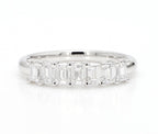 1.02 cttw 14k White Gold Emerald 7 Stone Wedding Band, Trellis Weave Setting