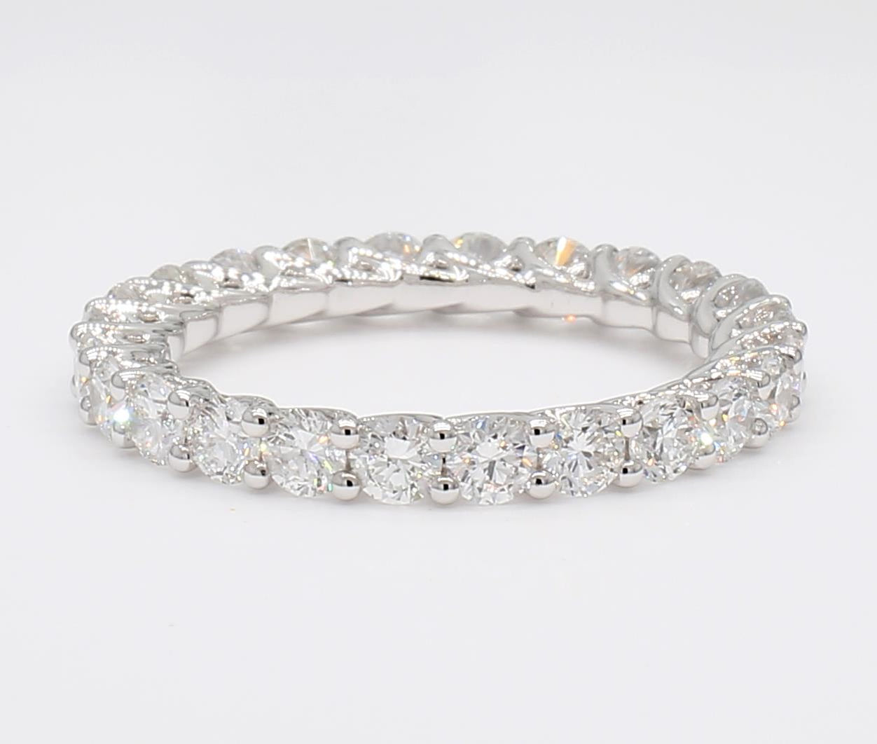 2.14 cttw 14k White Gold Round Eternity Band, Trellis Weave Setting