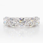 5.00 cttw 14k White Gold Round 5 Stone Wedding Band, Shared Prong