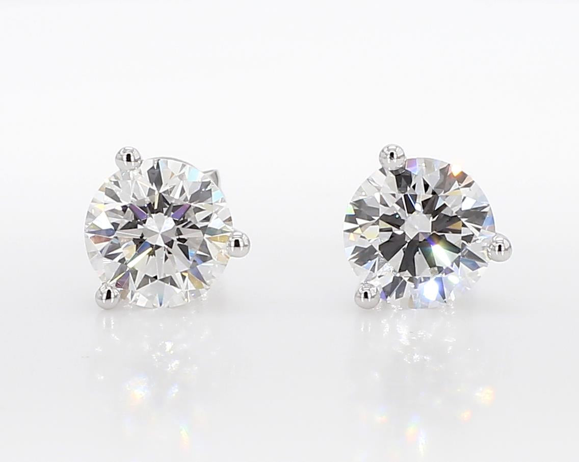 2.50 cttw  14k White Gold Round 3 Promg Martini Studs