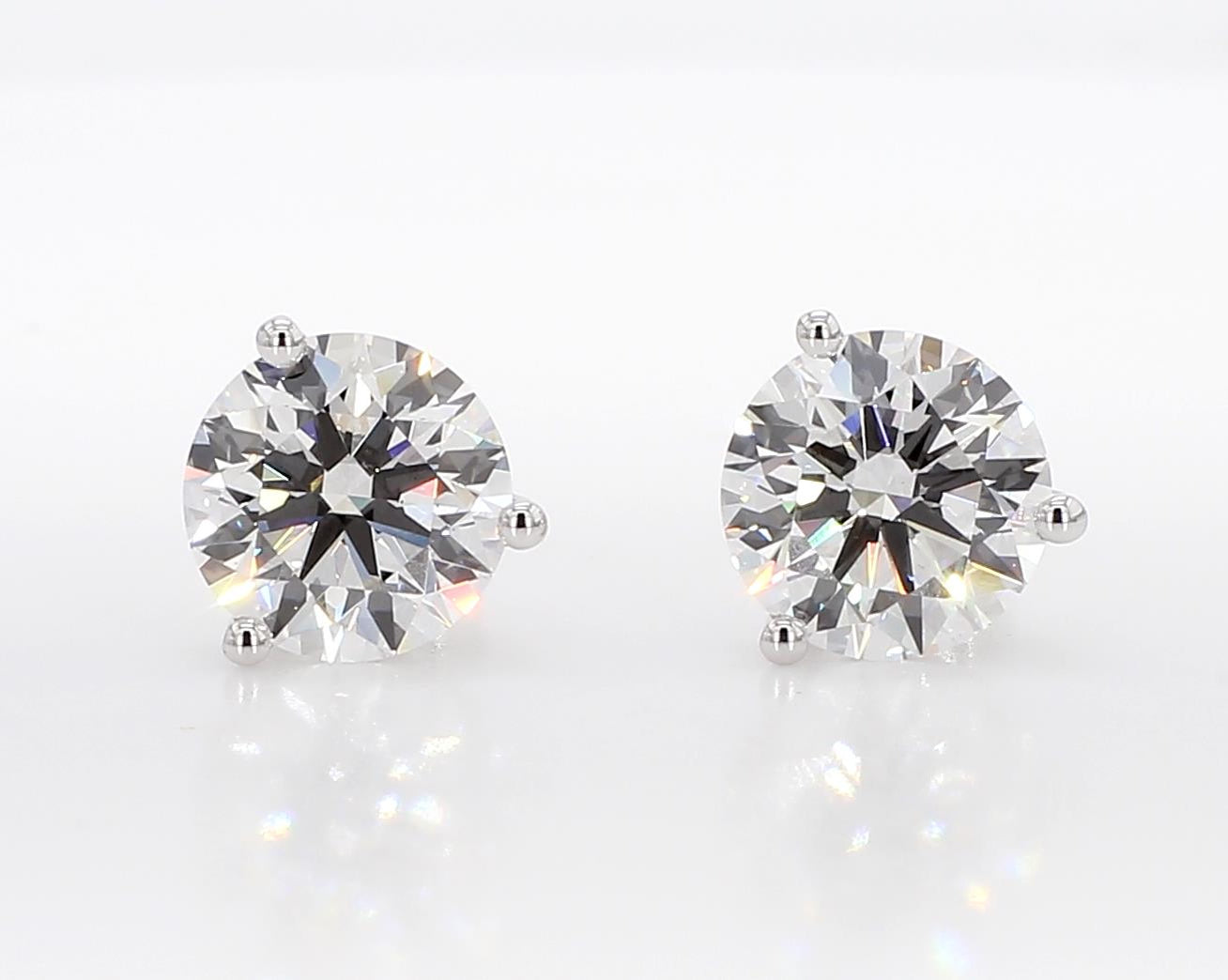 4.00 cttw 14k White Gold Round 3 Prong Martini Studs
