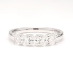 1.00 cttw 14k White Gold Oval 5 Stone Wedding Band, Basket Setting