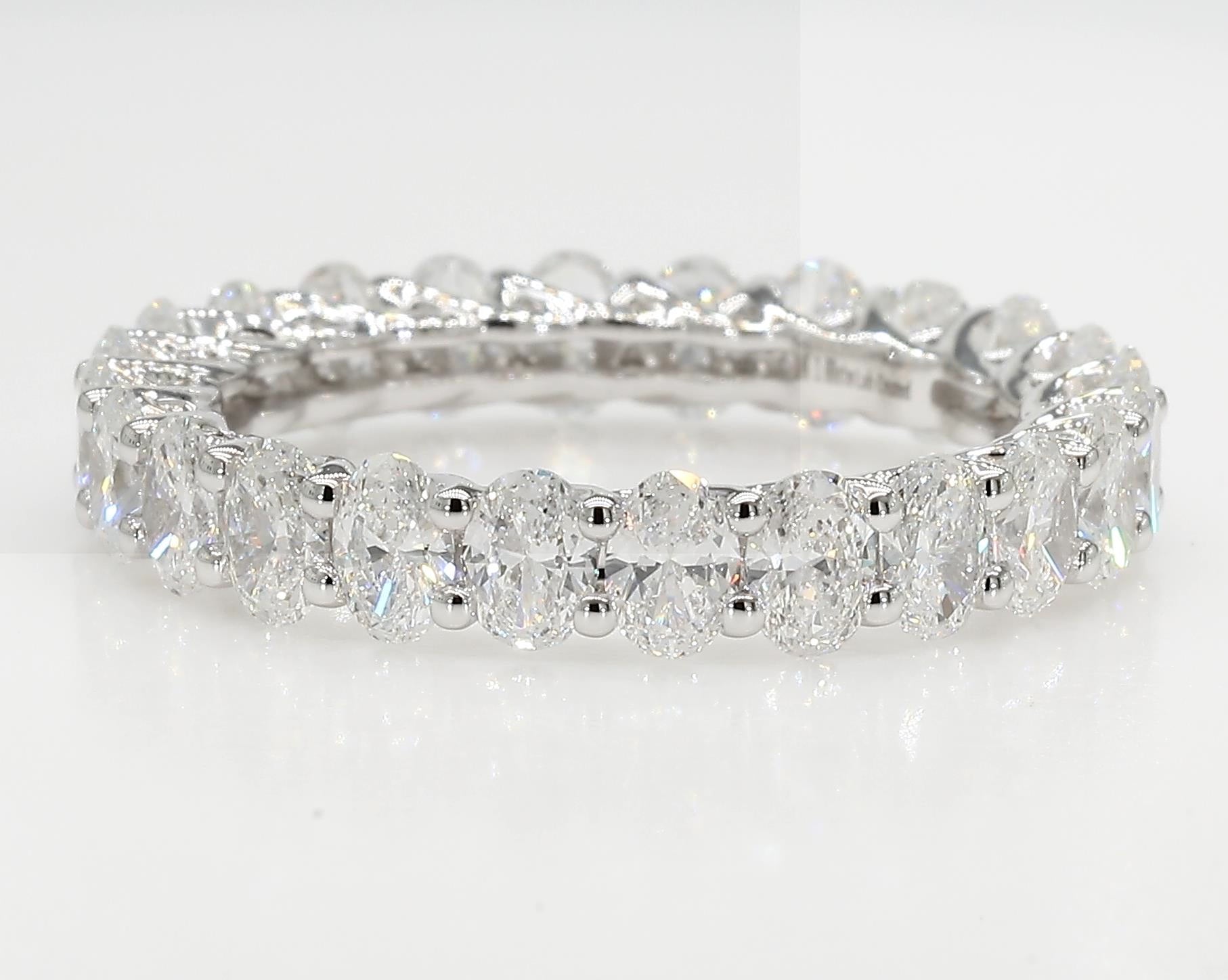 3.00 cttw 14k White Gold Round, Eternity Band, Trellis Weave Setting