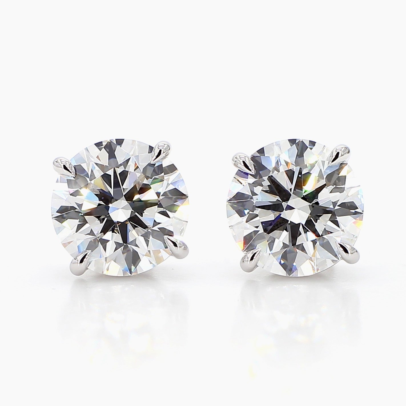 9.07 cttw 14k White Gold Round 4 Prong Basket Studs