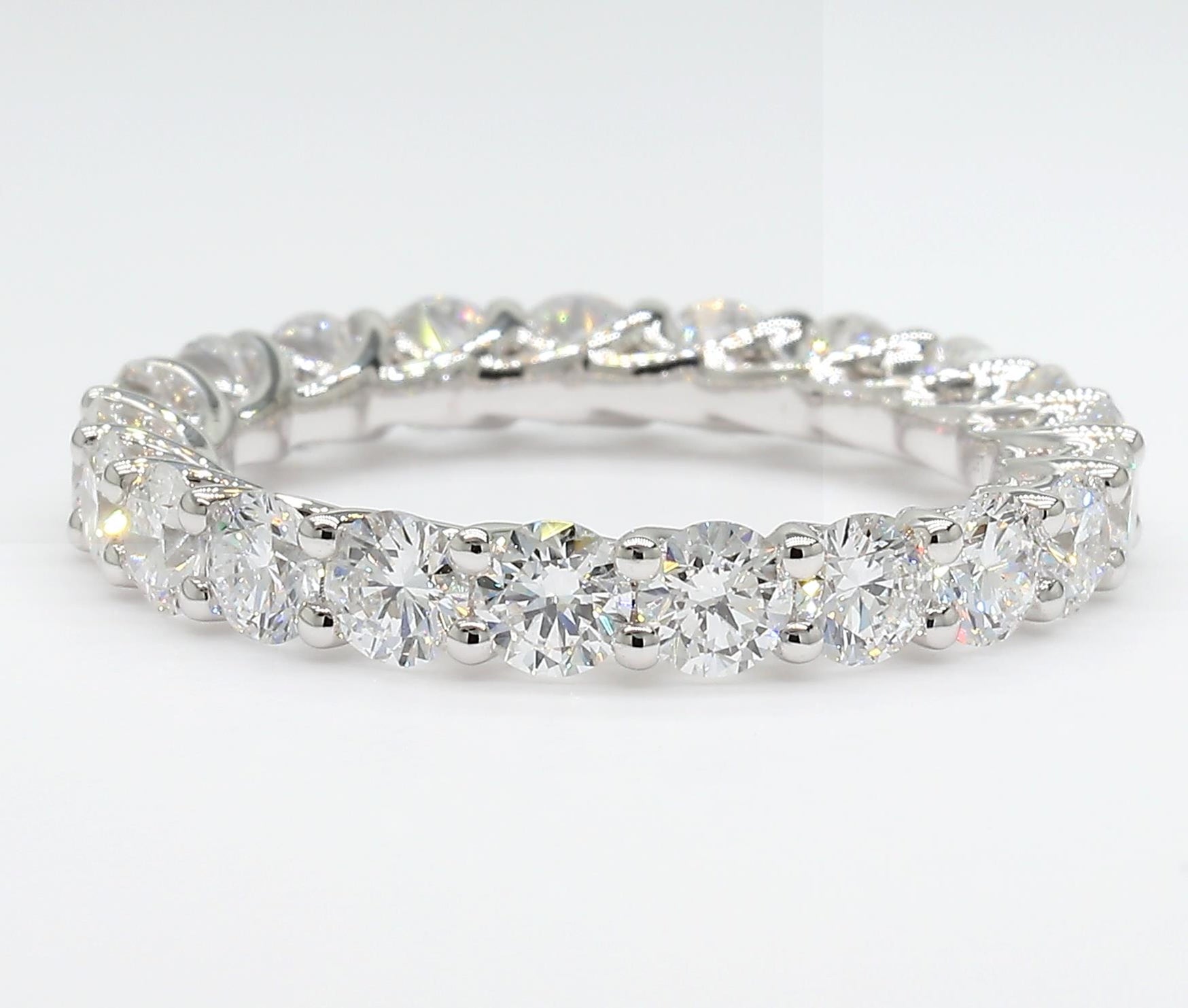 3.00 cttw 14k White Gold Round Eternity Band, Trellis Weave Setting