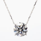 3.38 cttw 14k White Gold Round Solitaire Pendant, 16-18" Adjustable Chain