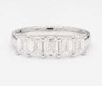 2.00 cttw 14k White Gold Emerald 5 Stone Wedding Band, Trellis Weave Setting