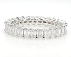 2.97 cttw 14k White Gold Emerald Eternity Band, Trellis Weave Setting