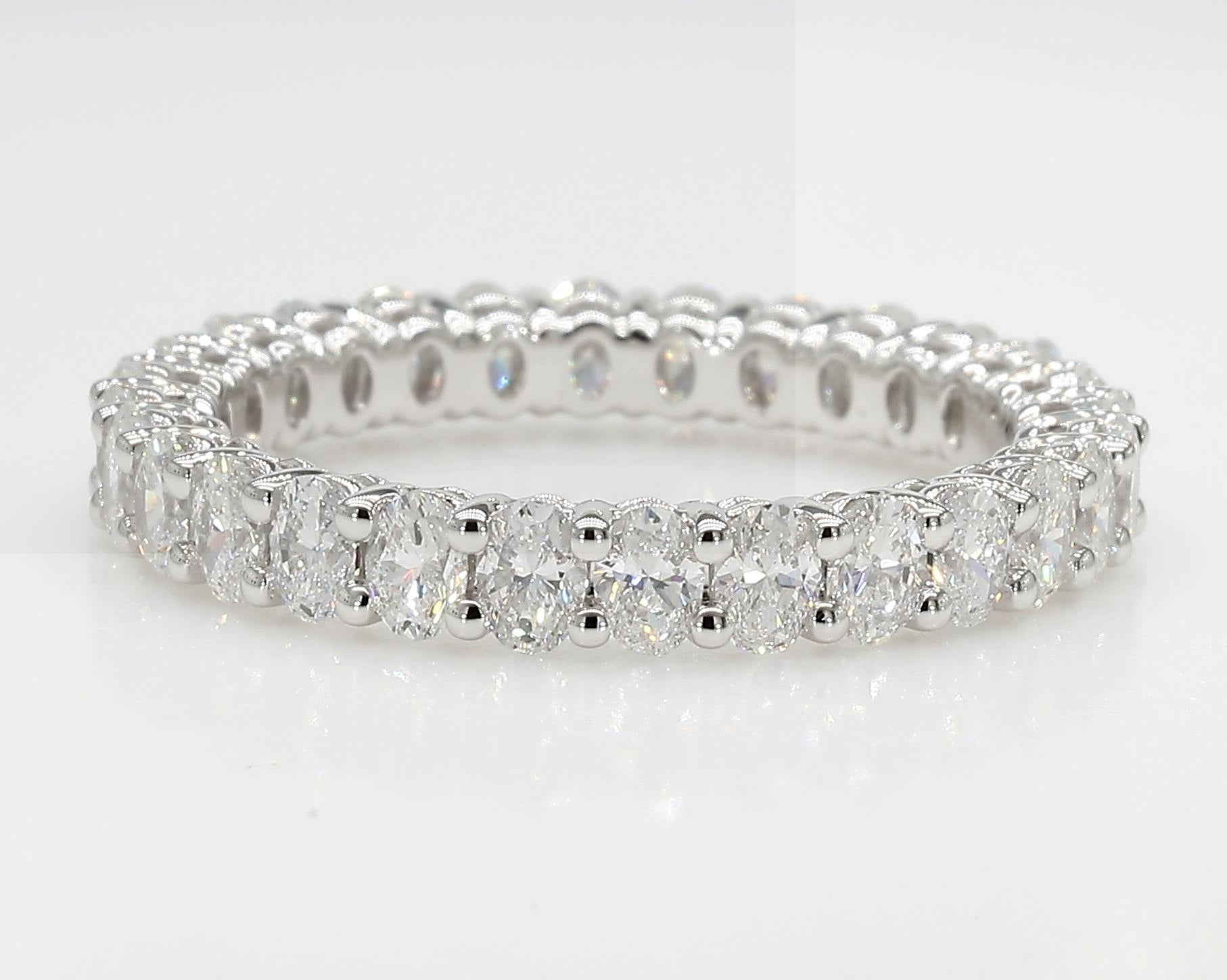 2.04 cttw 14k White Gold Oval Eternity Band, Basket Setting