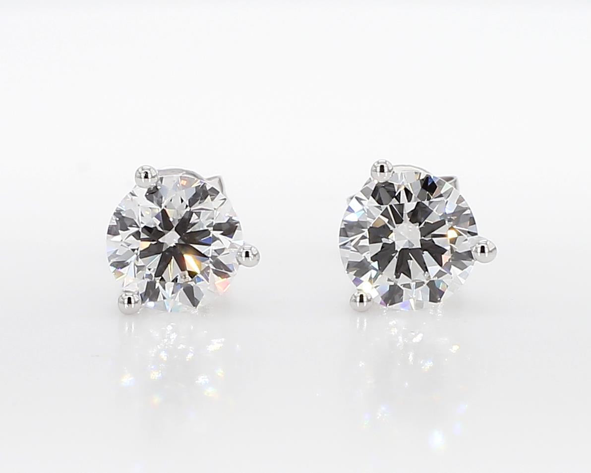 2.00 cttw 14k White Gold Round 3 Prong Martini Studs