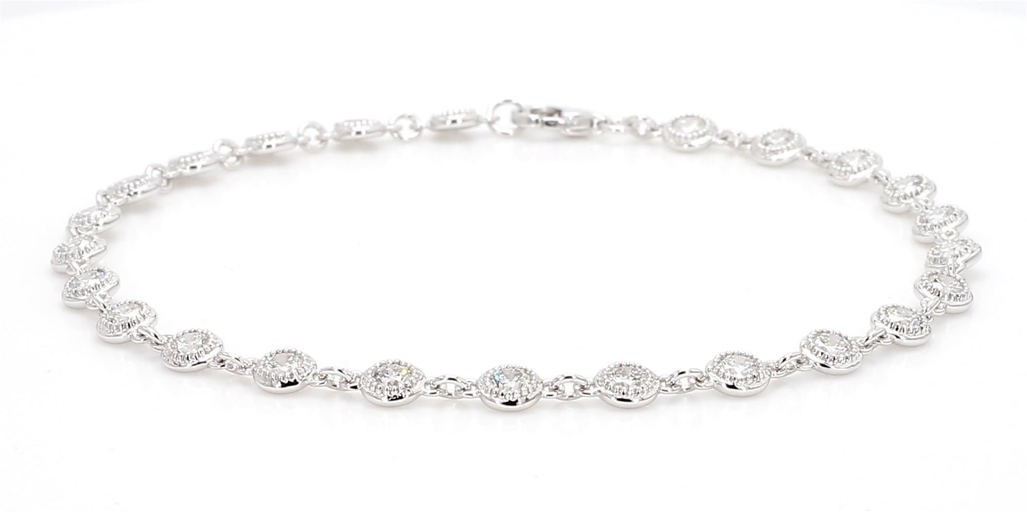 2.02 cttw 14k White Gold Round Halo Tennis Bracelet