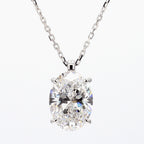 4.00 cttw 14k White Gold Oval Solitaire Pendant, 16-18" Adjustable Chain