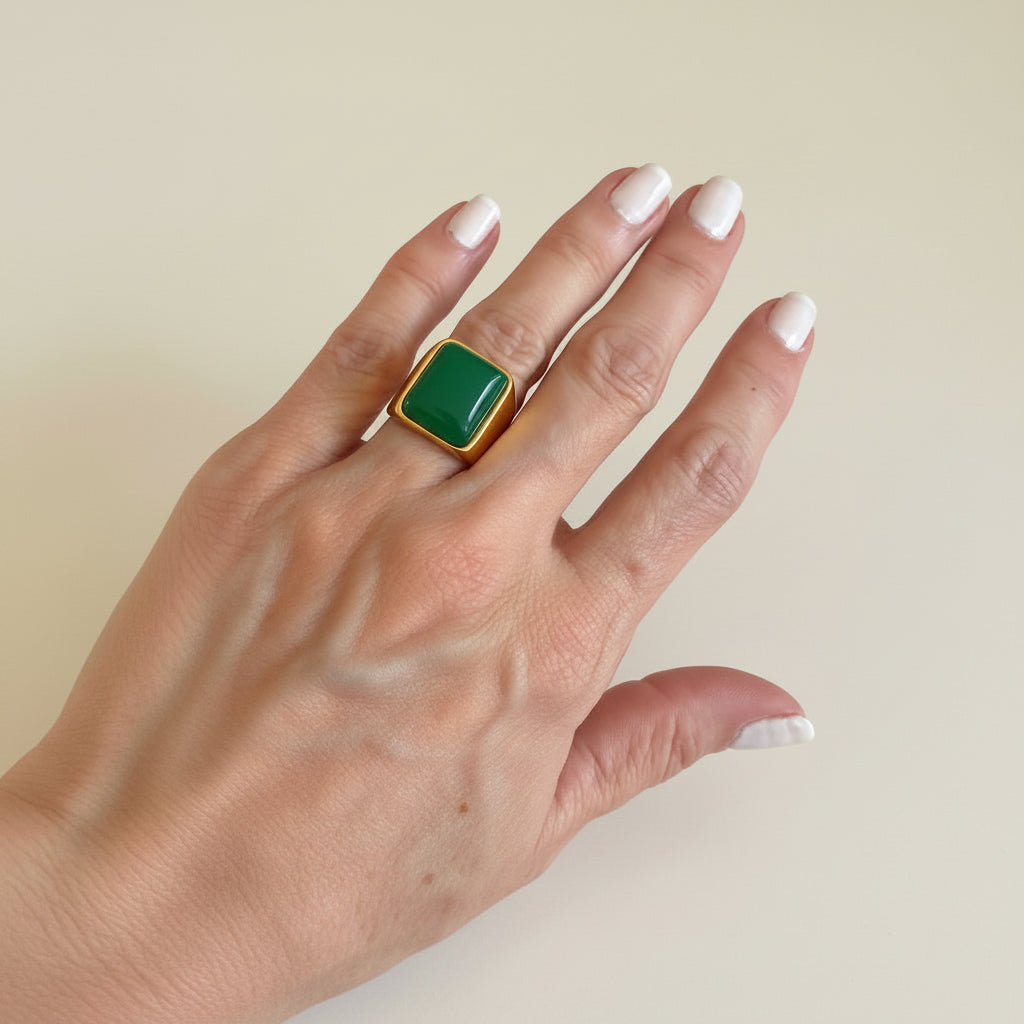 Jade Signet Ring - Lutche Jewelry