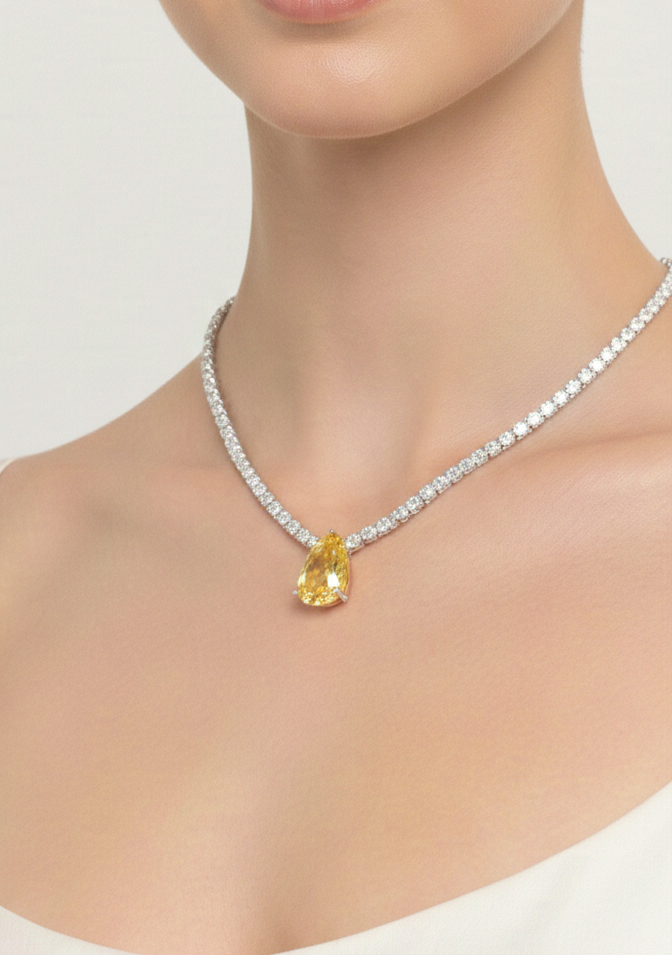 Colorful Heart Zircon Tennis Necklace