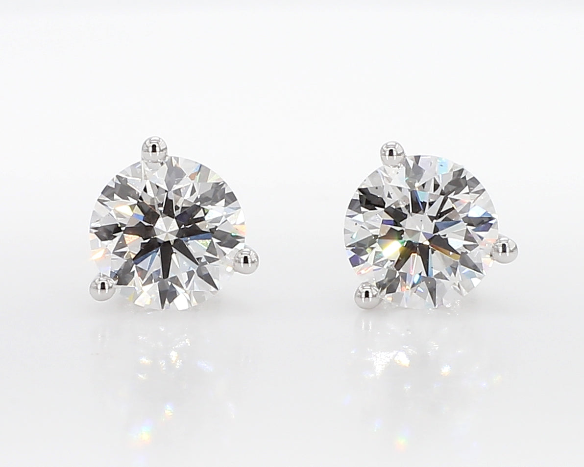 3.00 cttw 14k White Gold Round 3 Prong Martini Studs