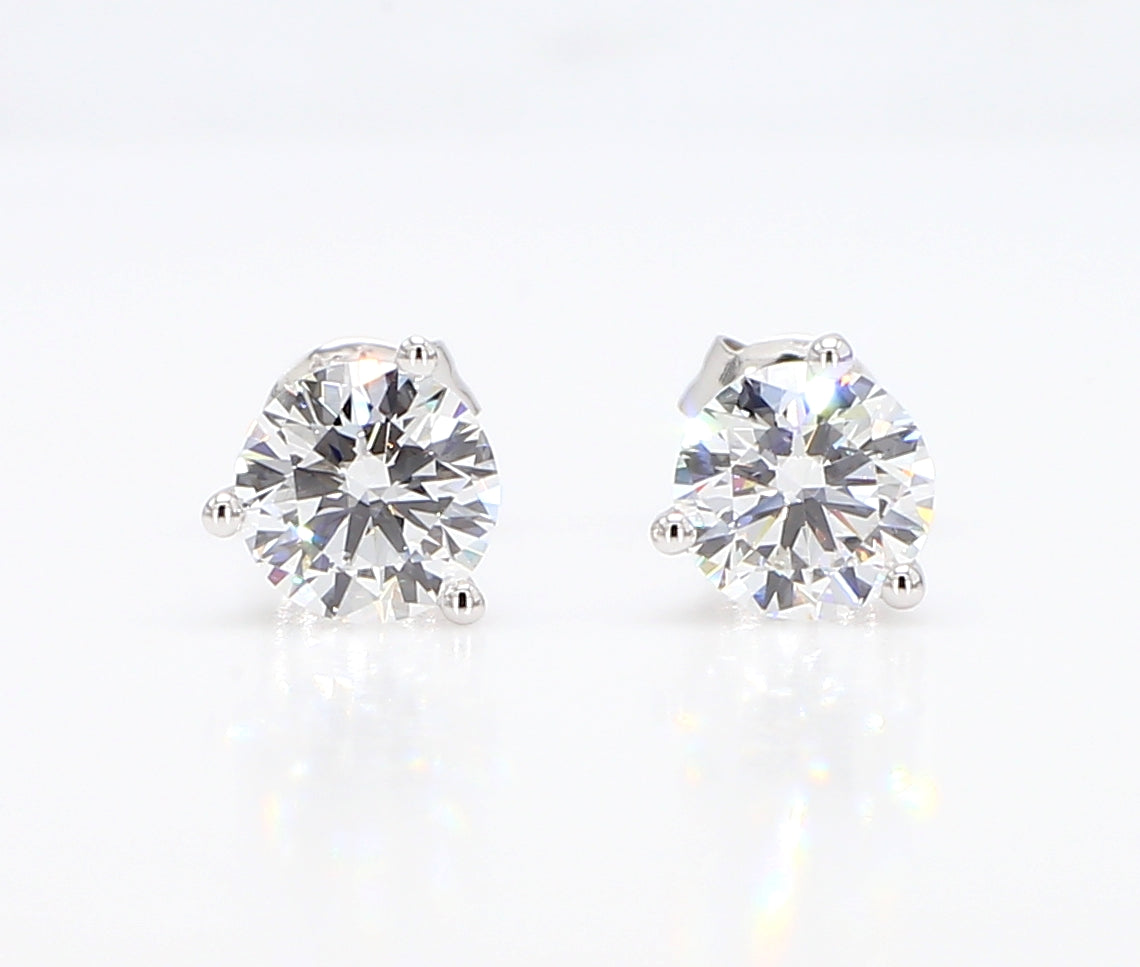 1.50 cttw 14k White Gold Round 3 Prong Martini Studs