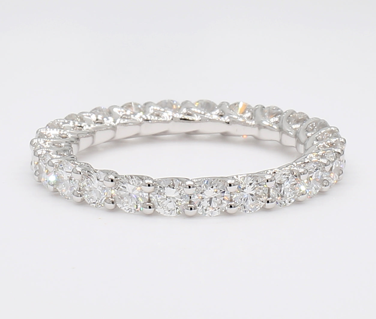 2.14 cttw 14k White Gold Round Eternity Band, Trellis Weave Setting
