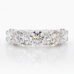 5.00 cttw 14k White Gold Round 5 Stone Wedding Band, Shared Prong