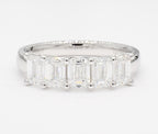 2.00 cttw 14k White Gold Emerald 5 Stone Wedding Band, Trellis Weave Setting