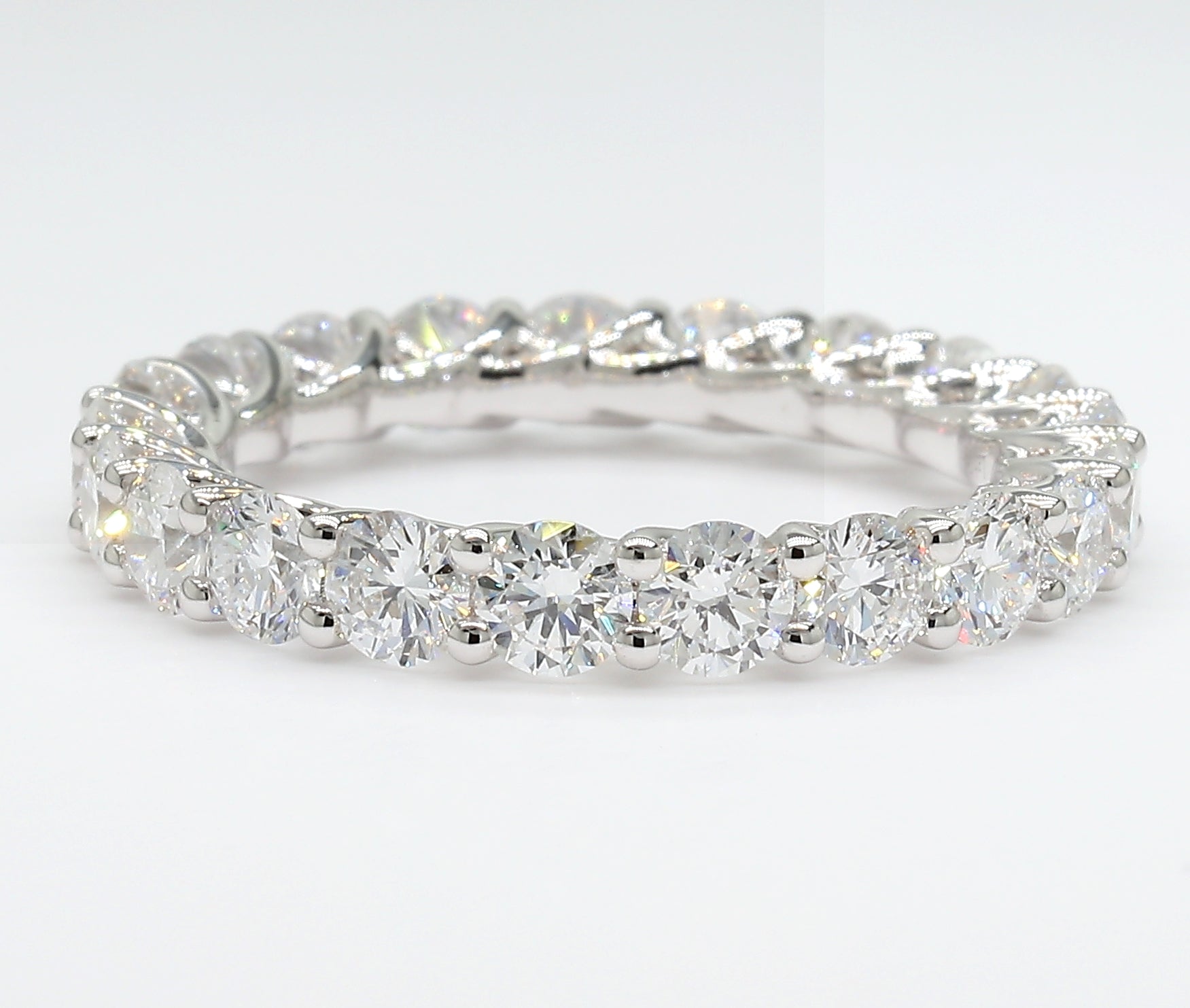 3.00 cttw 14k White Gold Round Eternity Band, Trellis Weave Setting