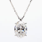 4.00 cttw 14k White Gold Oval Solitaire Pendant, 16-18" Adjustable Chain