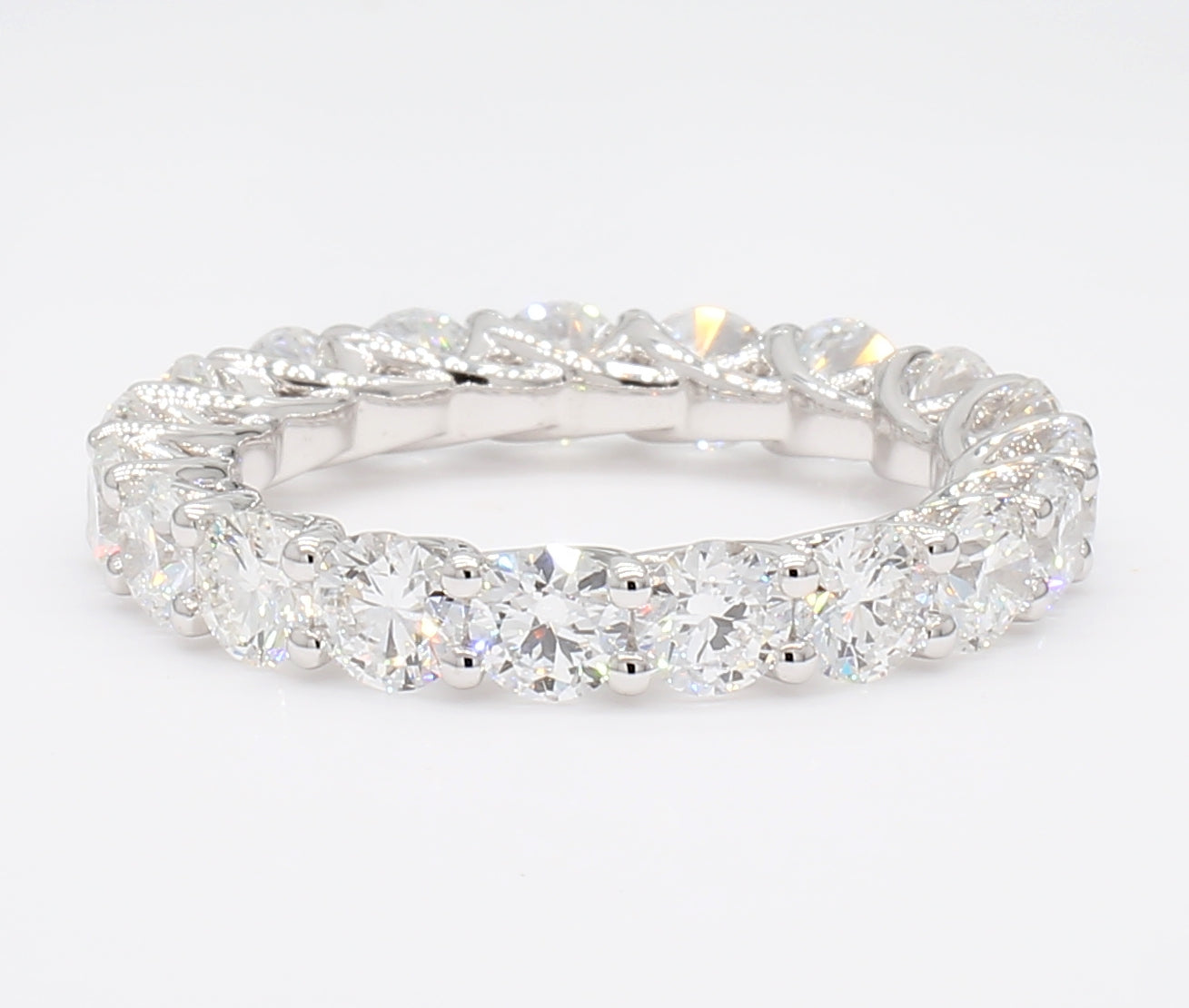 3.99 cttw 14k White Gold Round, Eternity Band, Trellis Weave Setting