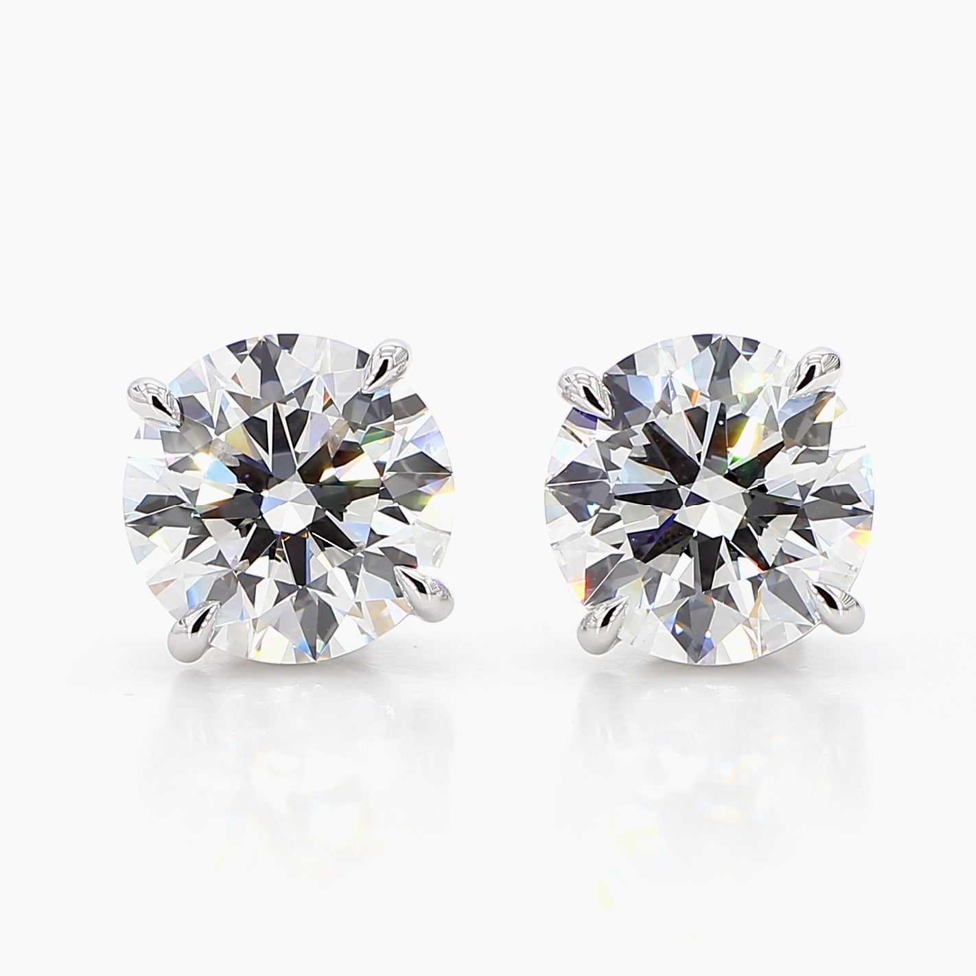 9.07 cttw 14k White Gold Round 4 Prong Basket Studs