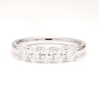 1.00 cttw 14k White Gold Oval 5 Stone Wedding Band, Basket Setting