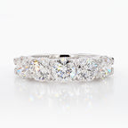 3.02 cttw 14k White Gold Round 5 Stone Wedding Band, Shared Prong Setting