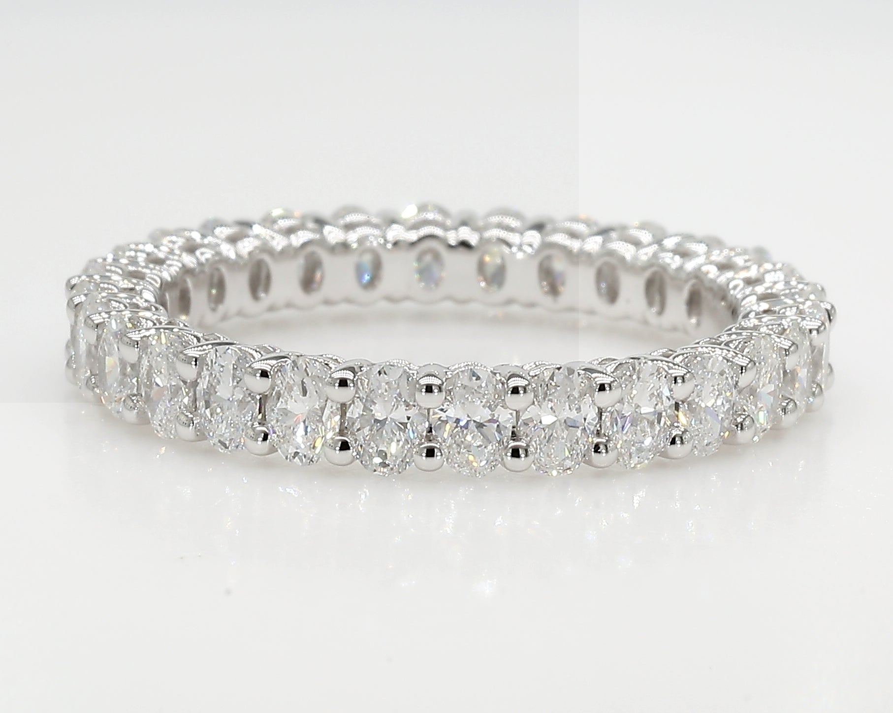 2.04 cttw 14k White Gold Oval Eternity Band, Basket Setting