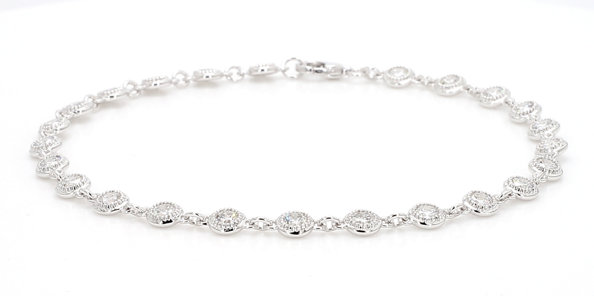 2.02 cttw 14k White Gold Round Halo Tennis Bracelet